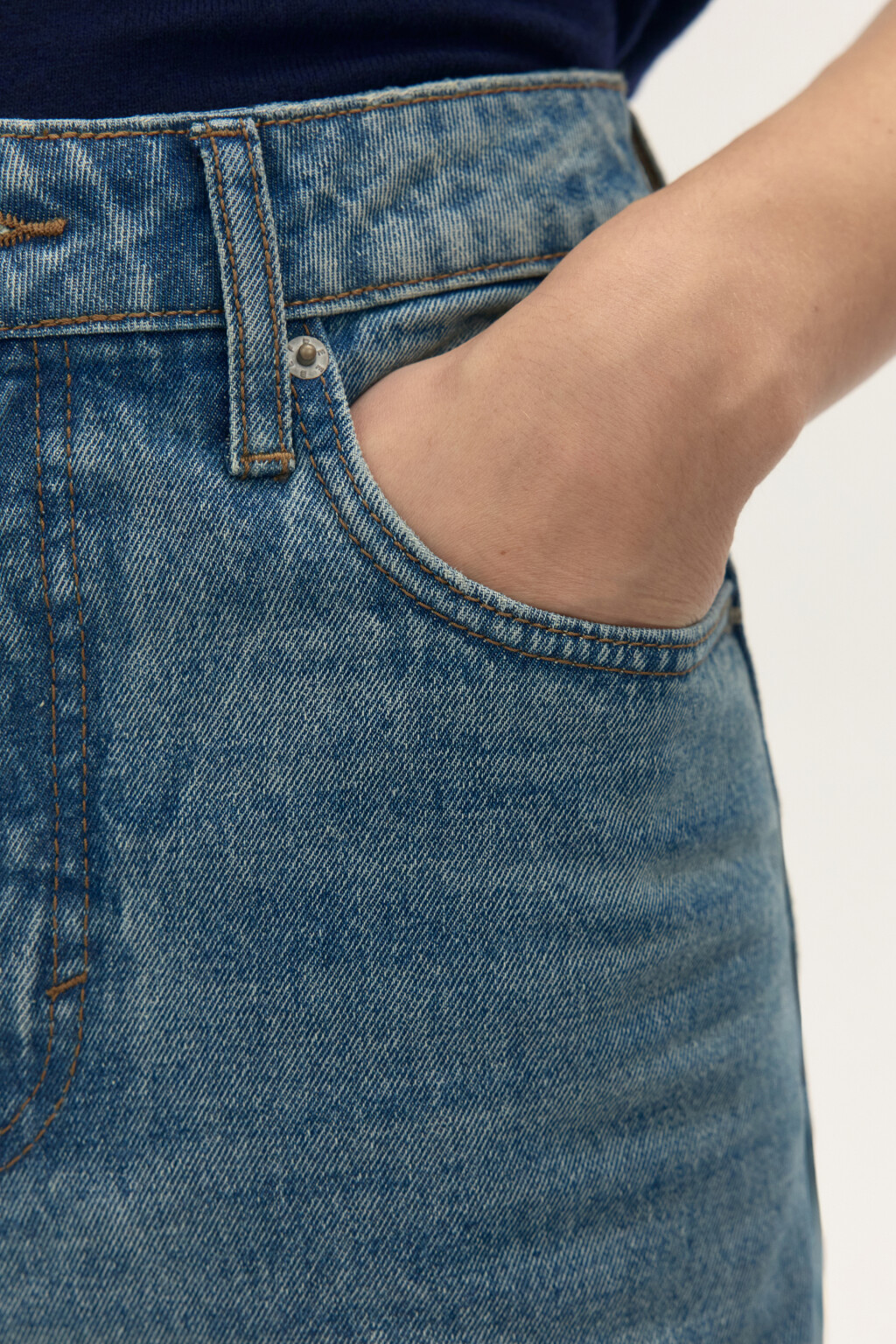 Джинсы широкие с высокой посадкой - цвет синий - 6