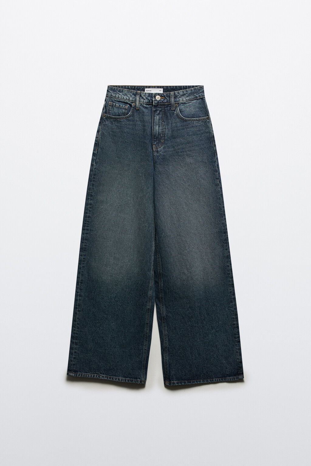 Джинсы широкие с высокой посадкой - цвет темный тинт - 7