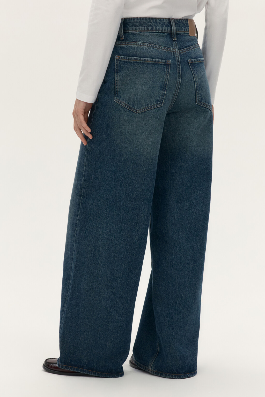 Джинсы широкие с высокой посадкой - цвет темный тинт - 3