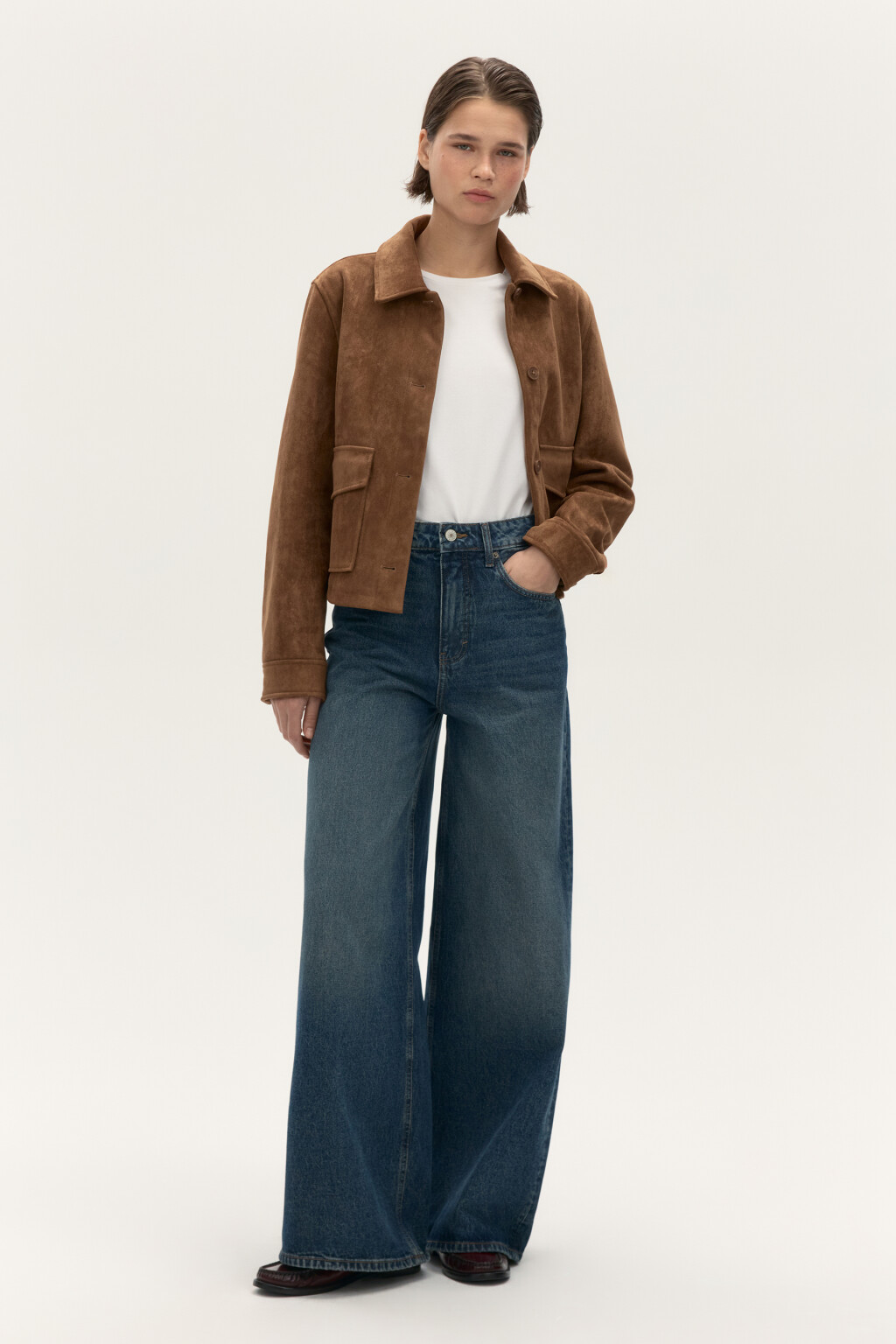 Джинсы широкие с высокой посадкой - цвет темный тинт - 4