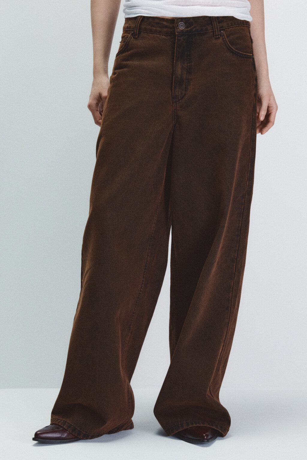 Джинсы baggy fit со средней посадкой - цвет коричневый - 2
