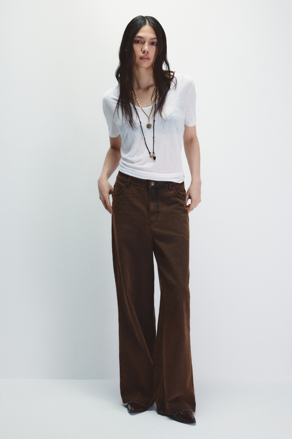 Джинсы baggy fit со средней посадкой - цвет коричневый - 4