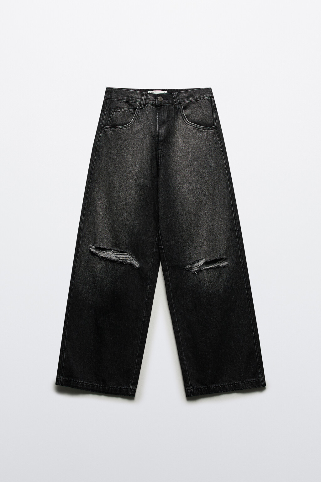 Джинсы baggy fit с рваными коленями - цвет серый - 7