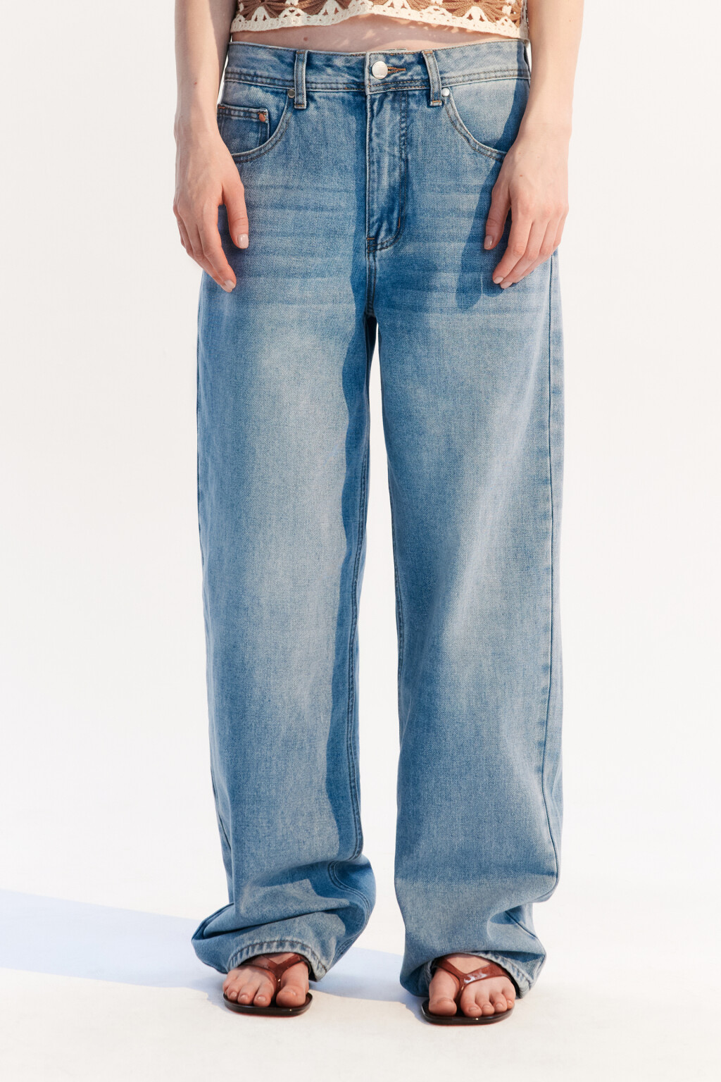 Джинсы baggy fit со средней посадкой - цвет голубой - 3