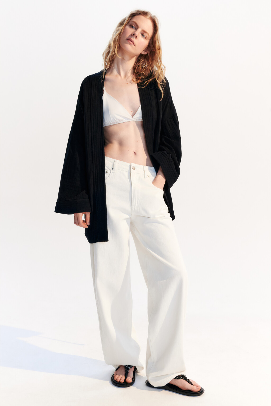 Джинсы baggy fit со средней посадкой - цвет белый - 1