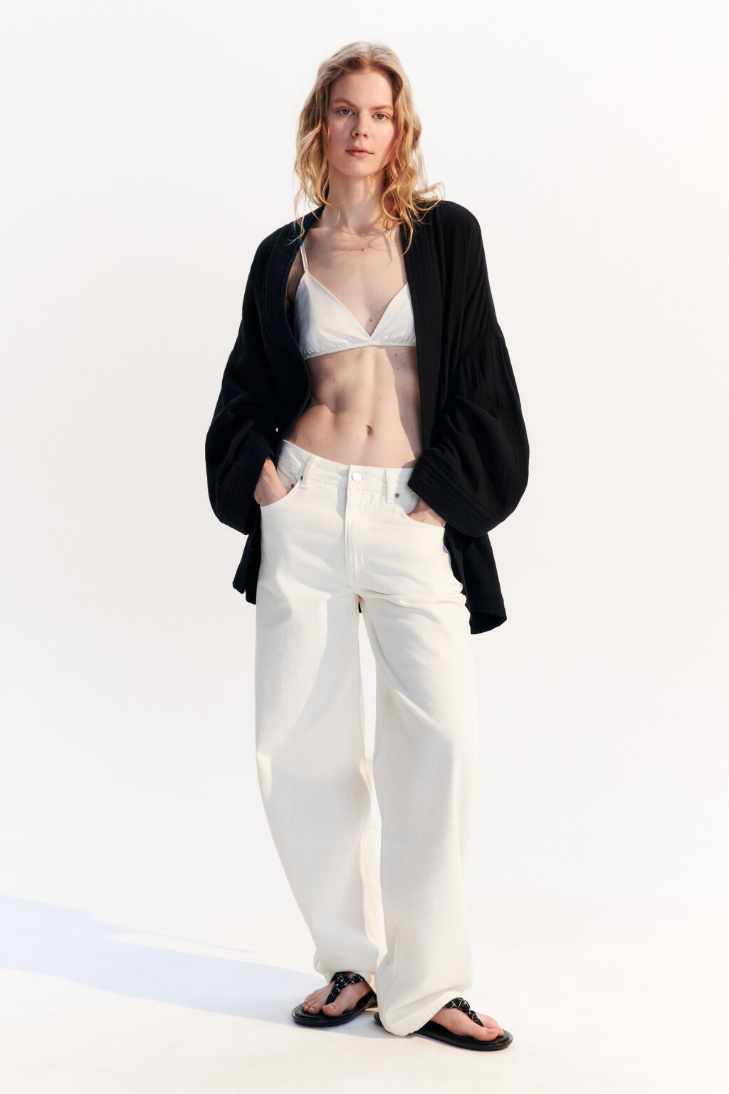 Джинсы baggy fit со средней посадкой - цвет белый - 4