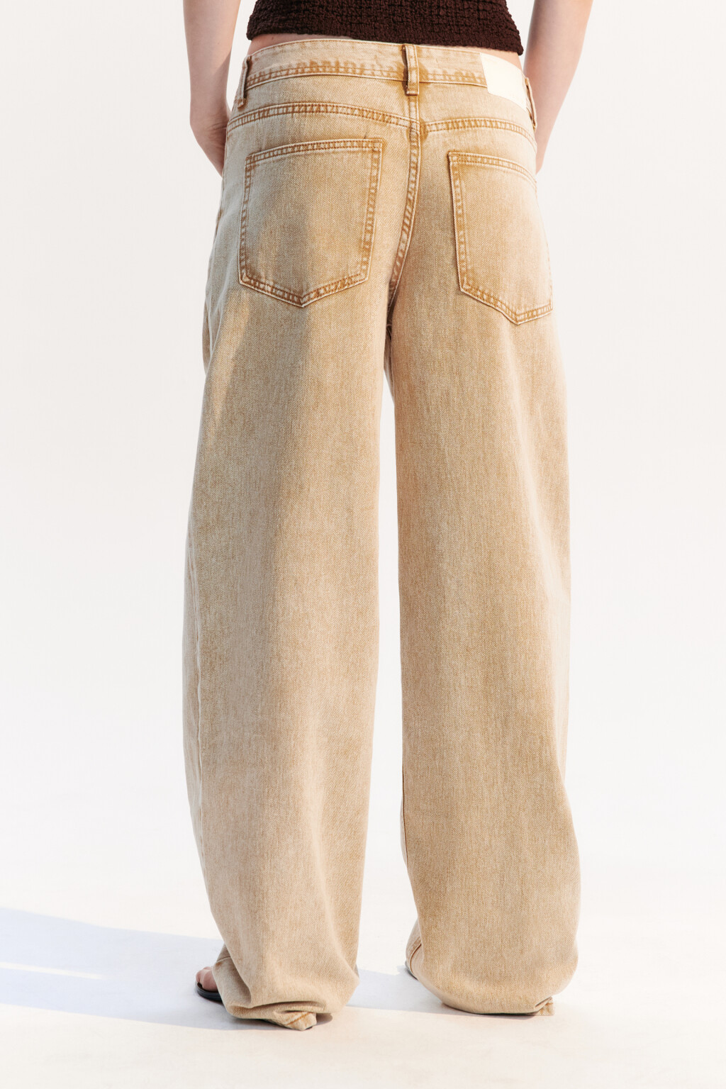 Джинсы baggy fit со средней посадкой - цвет бежевый - 4