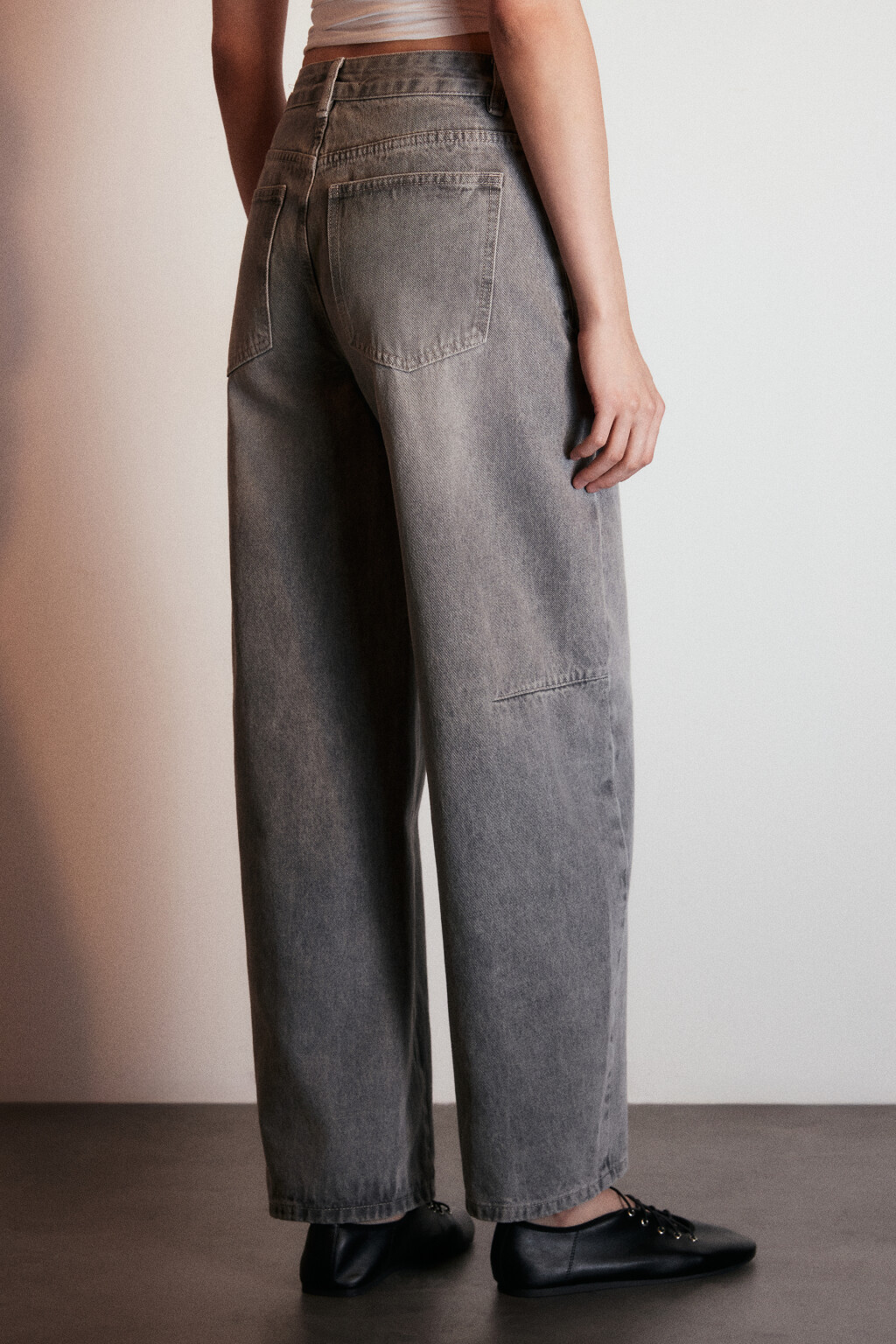 Джинсы barrel fit с высокой посадкой - цвет серый - 4