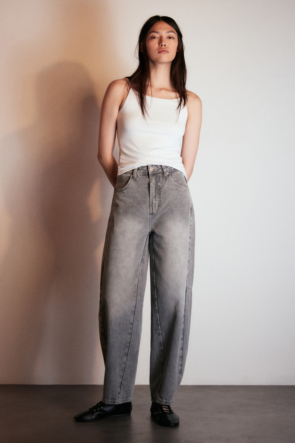 Джинсы barrel fit с высокой посадкой - цвет серый - 5