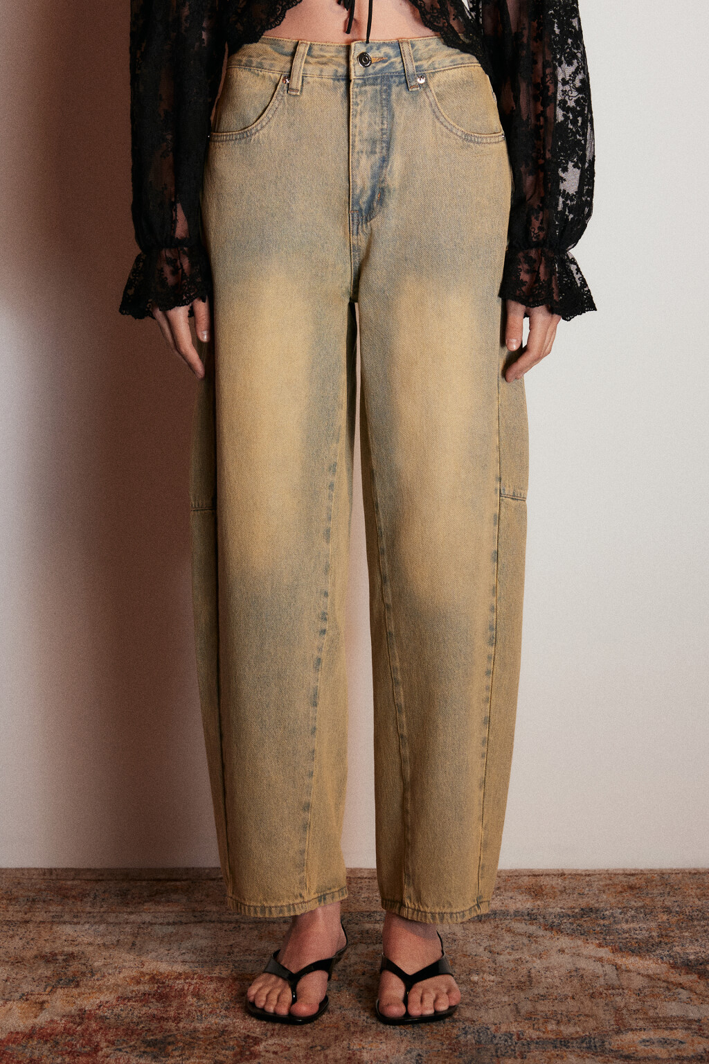 Джинсы barrel fit с высокой посадкой - цвет синий - 3