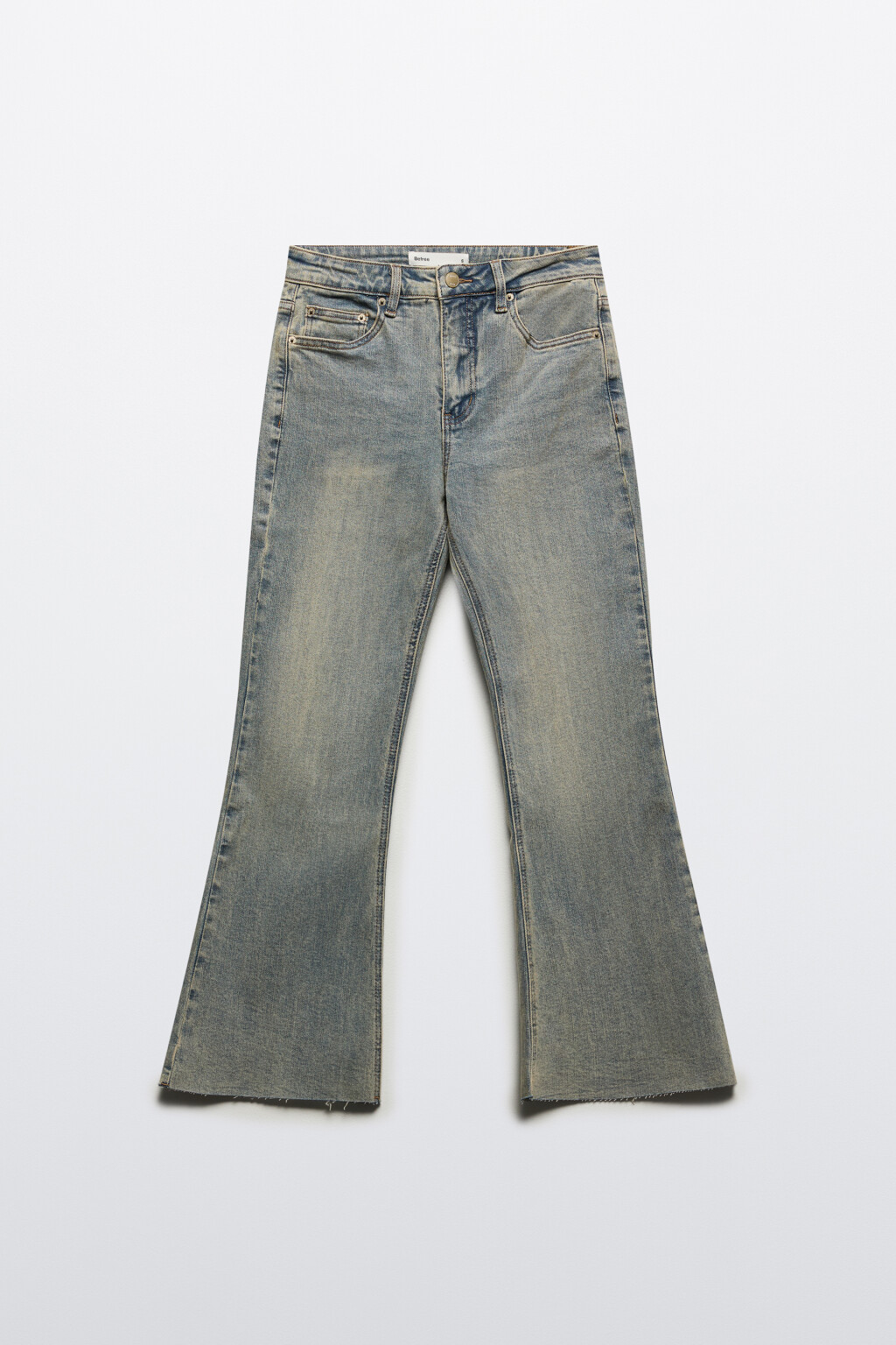 Джинсы клеш укороченные с сырыми срезами - цвет синий - 7