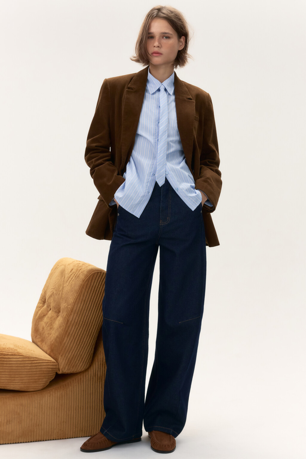 Джинсы barrel fit с высокой посадкой - цвет синий - 1