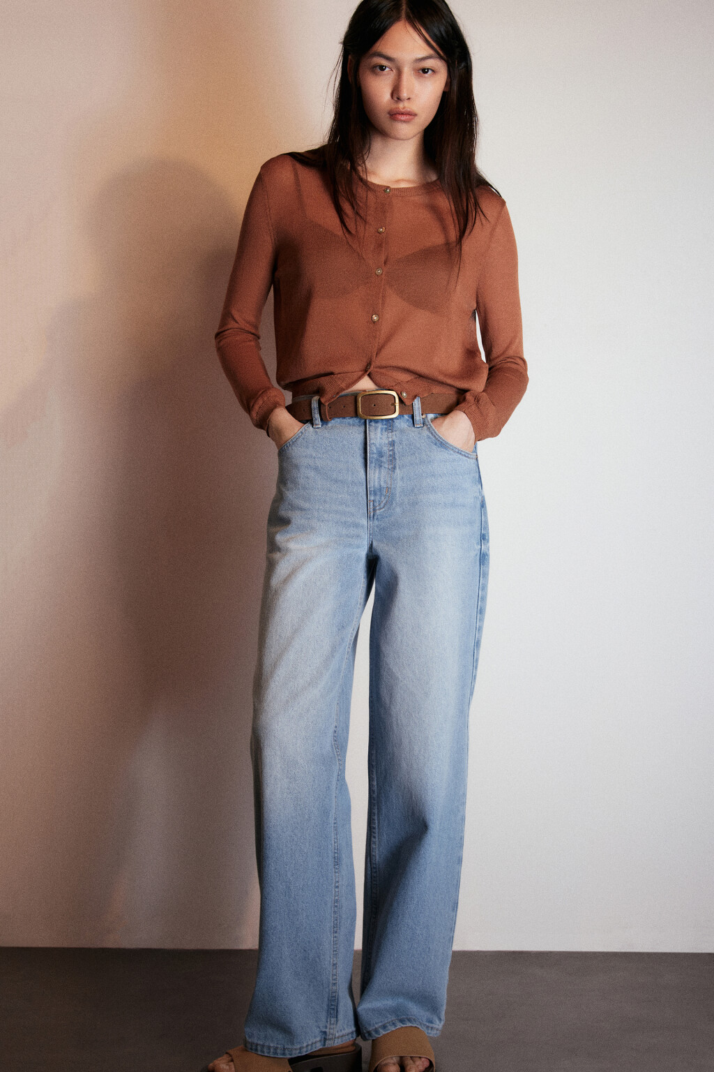 Джинсы прямые со средней посадкой - цвет голубой - 1