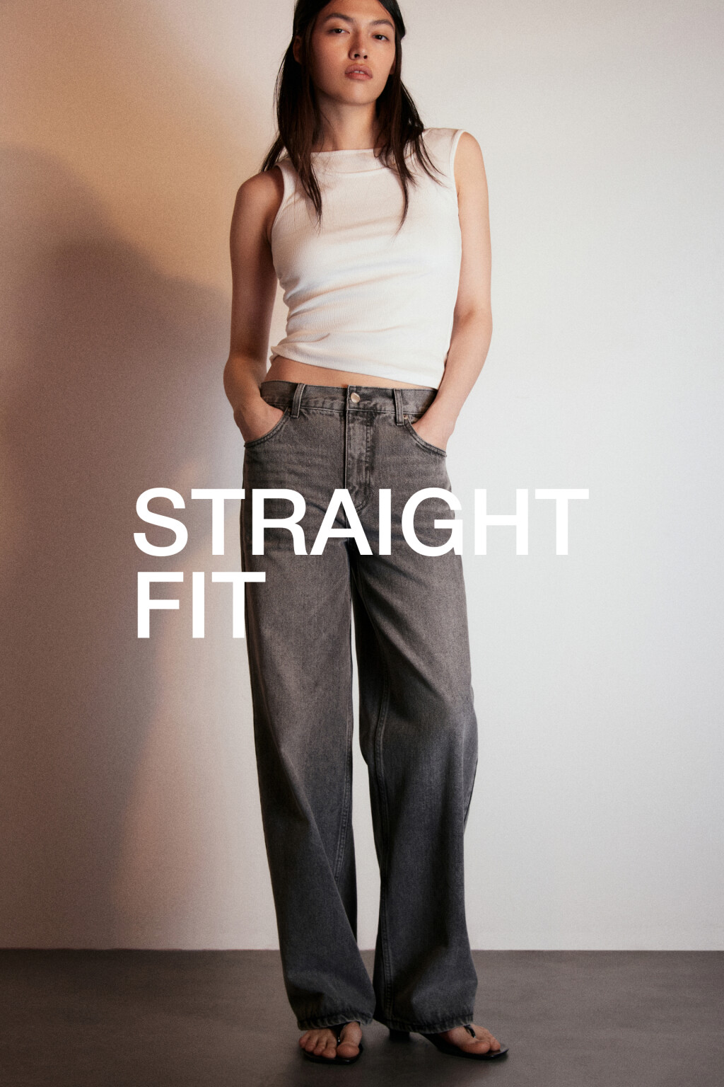 Джинсы прямые со средней посадкой - цвет серый - 1