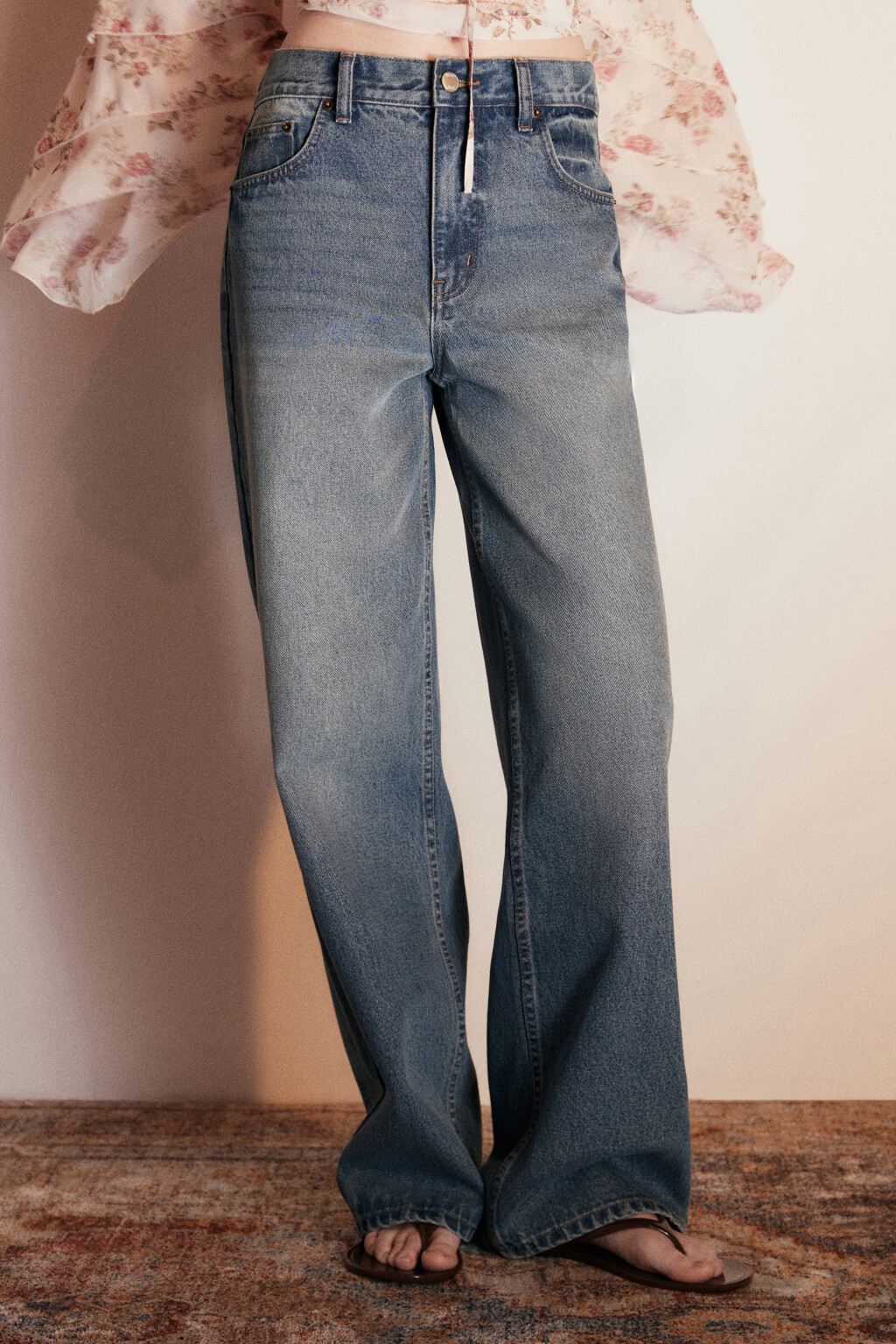Джинсы прямые со средней посадкой - цвет синий - 2