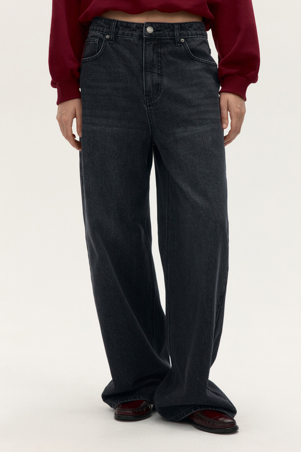 Джинсы baggy fit со средней посадкой - цвет серый - 2