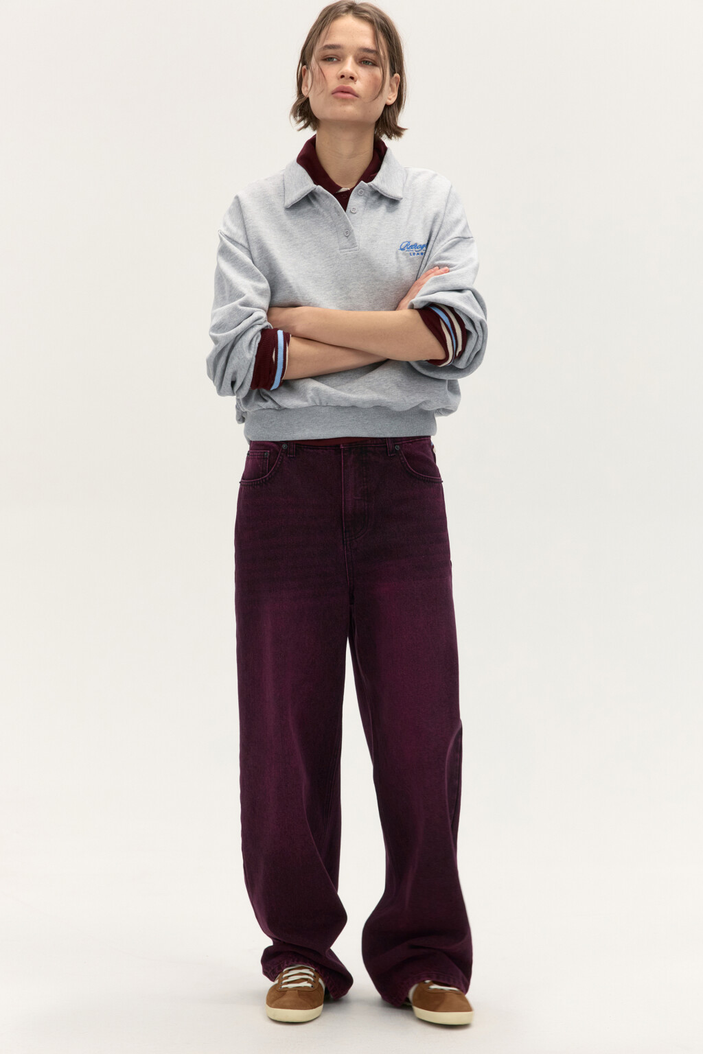 Джинсы baggy fit со средней посадкой - цвет темный тинт - 1