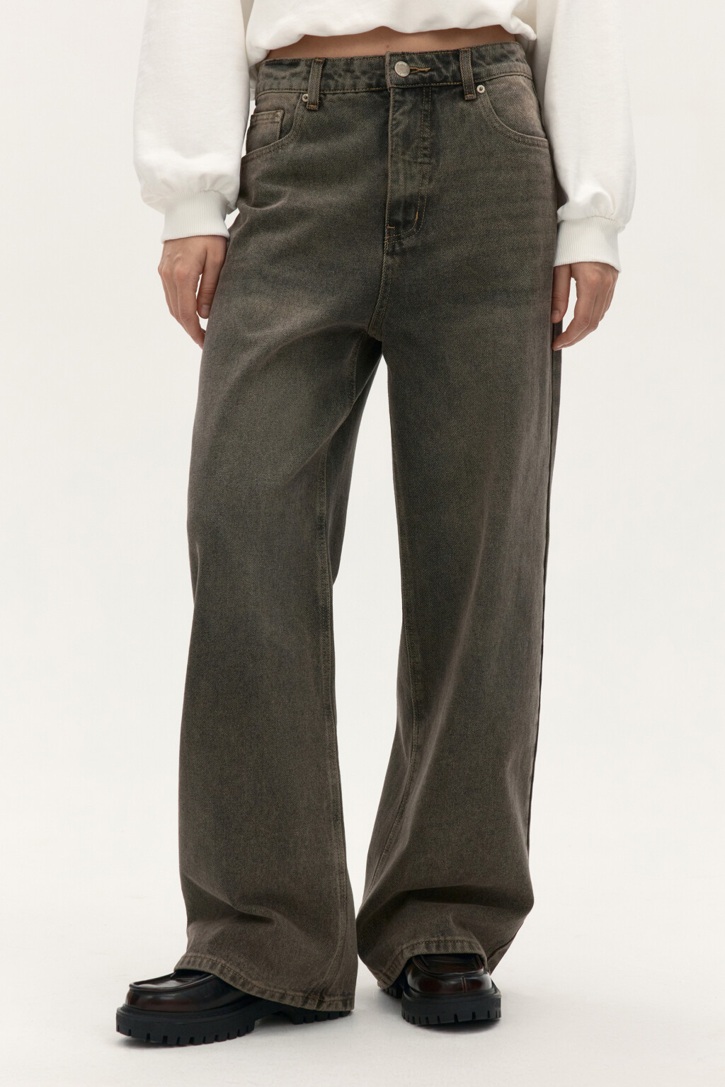 Джинсы baggy fit со средней посадкой - цвет коричневый - 2