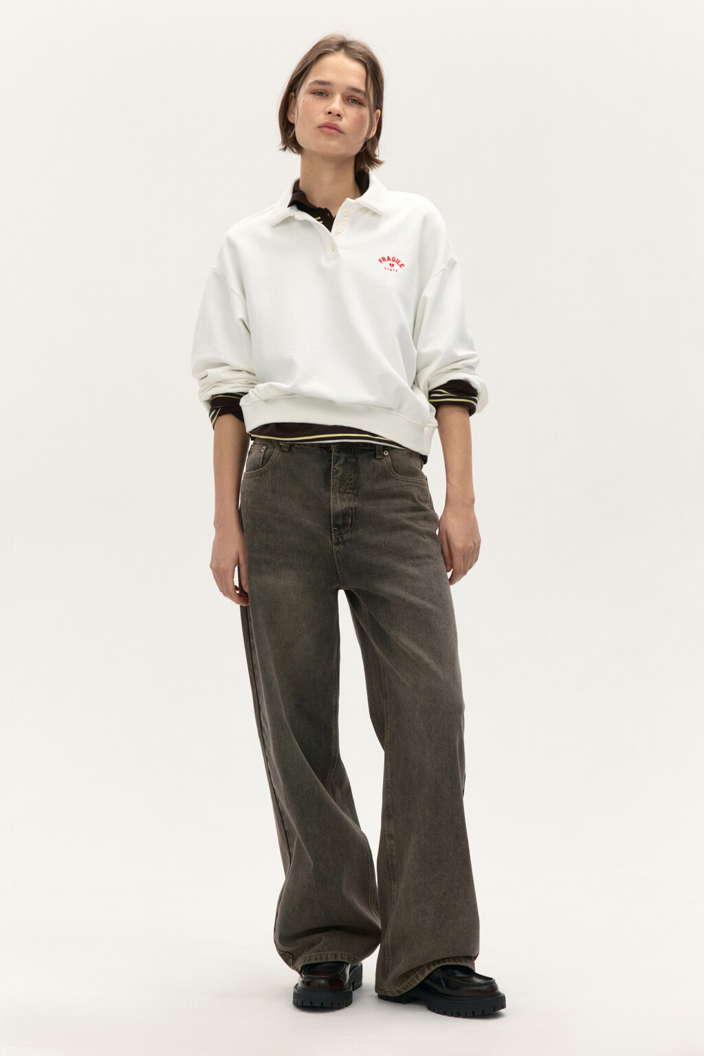 Джинсы baggy fit со средней посадкой - цвет коричневый - 4