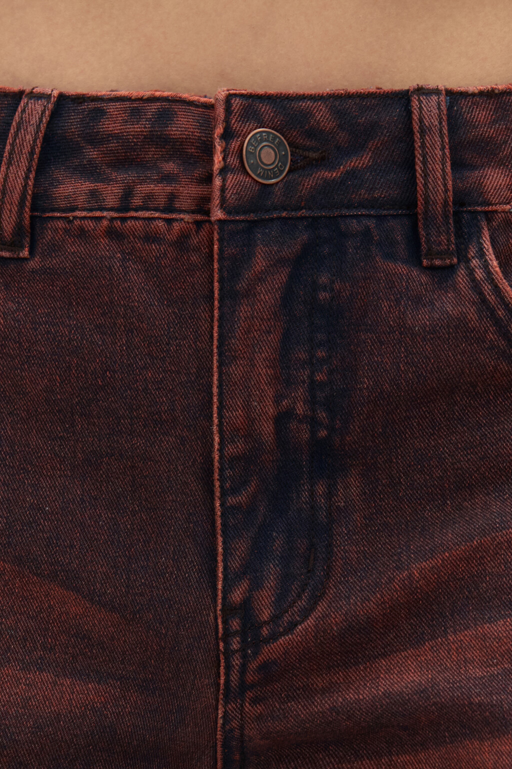 Джинсы широкие с вареным эффектом - цвет красный - 5