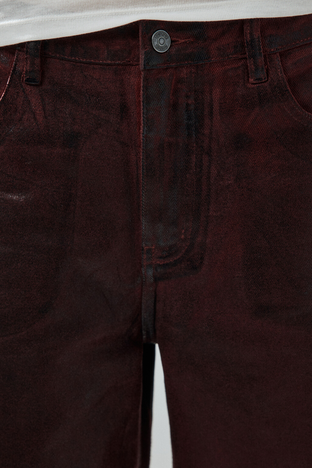 Джинсы baggy fit с накатом - цвет бордовый - 5