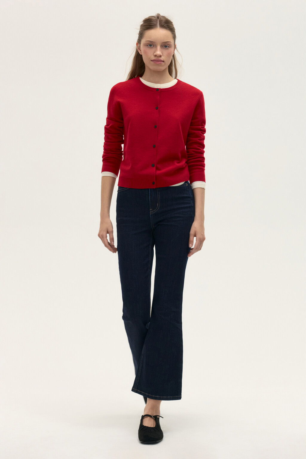 Джинсы клеш укороченные - цвет синий - 2