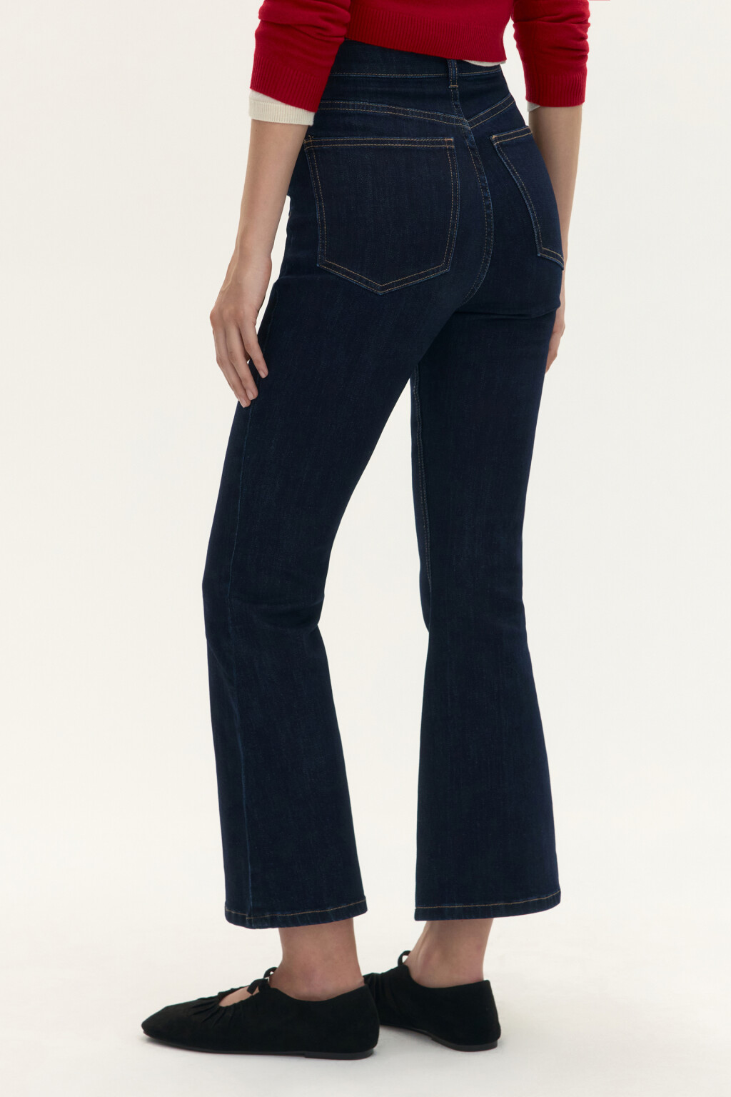 Джинсы клеш укороченные - цвет синий - 4