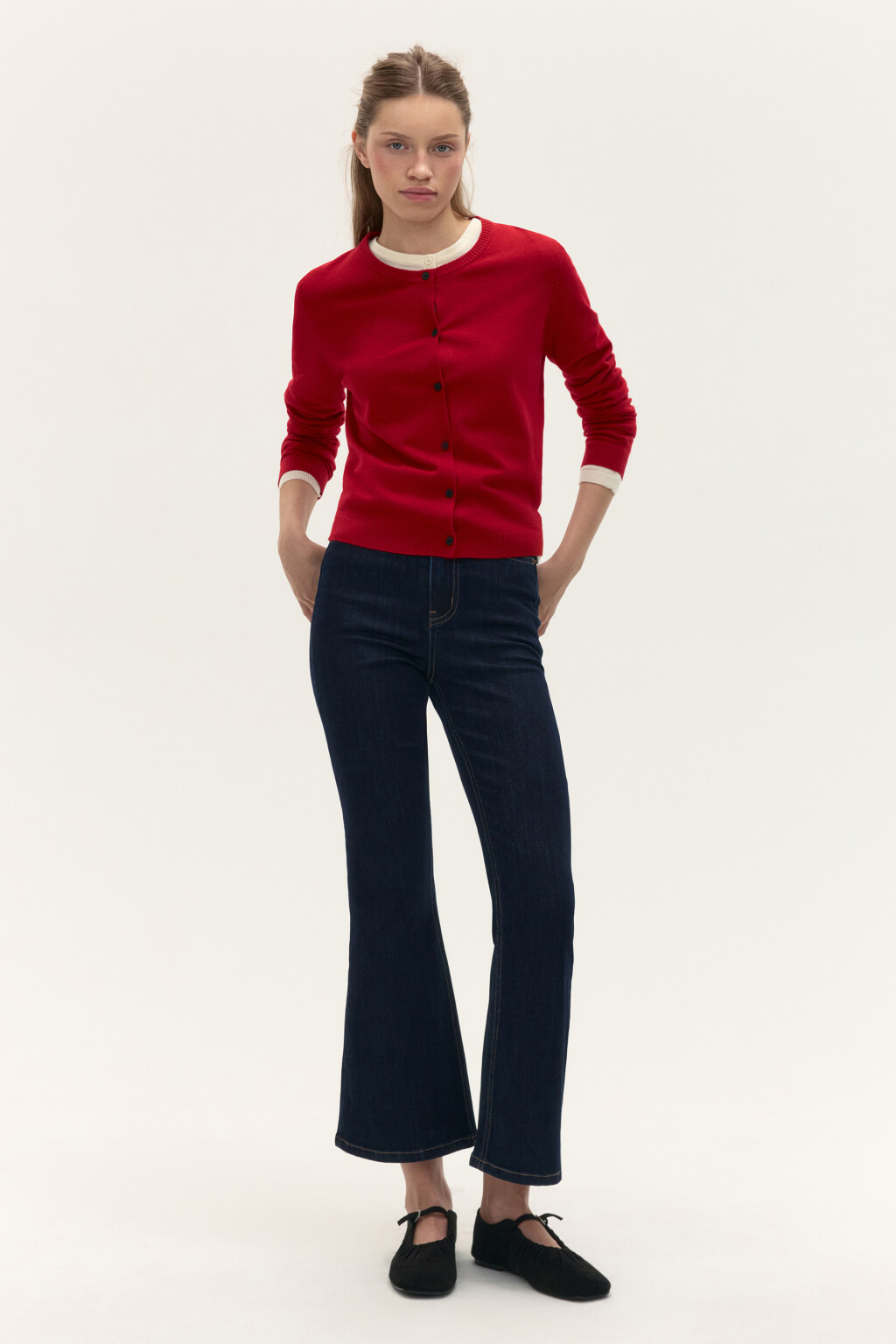 Джинсы клеш укороченные - цвет синий - 5