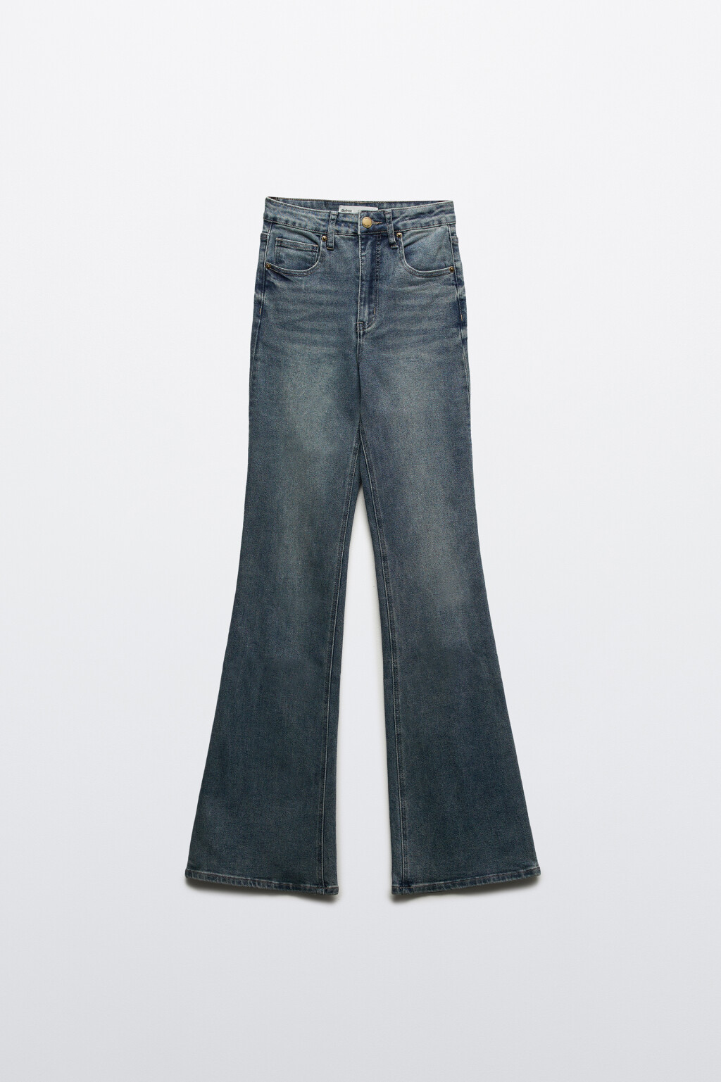 Джинсы клеш с высокой посадкой - цвет темный тинт - 8