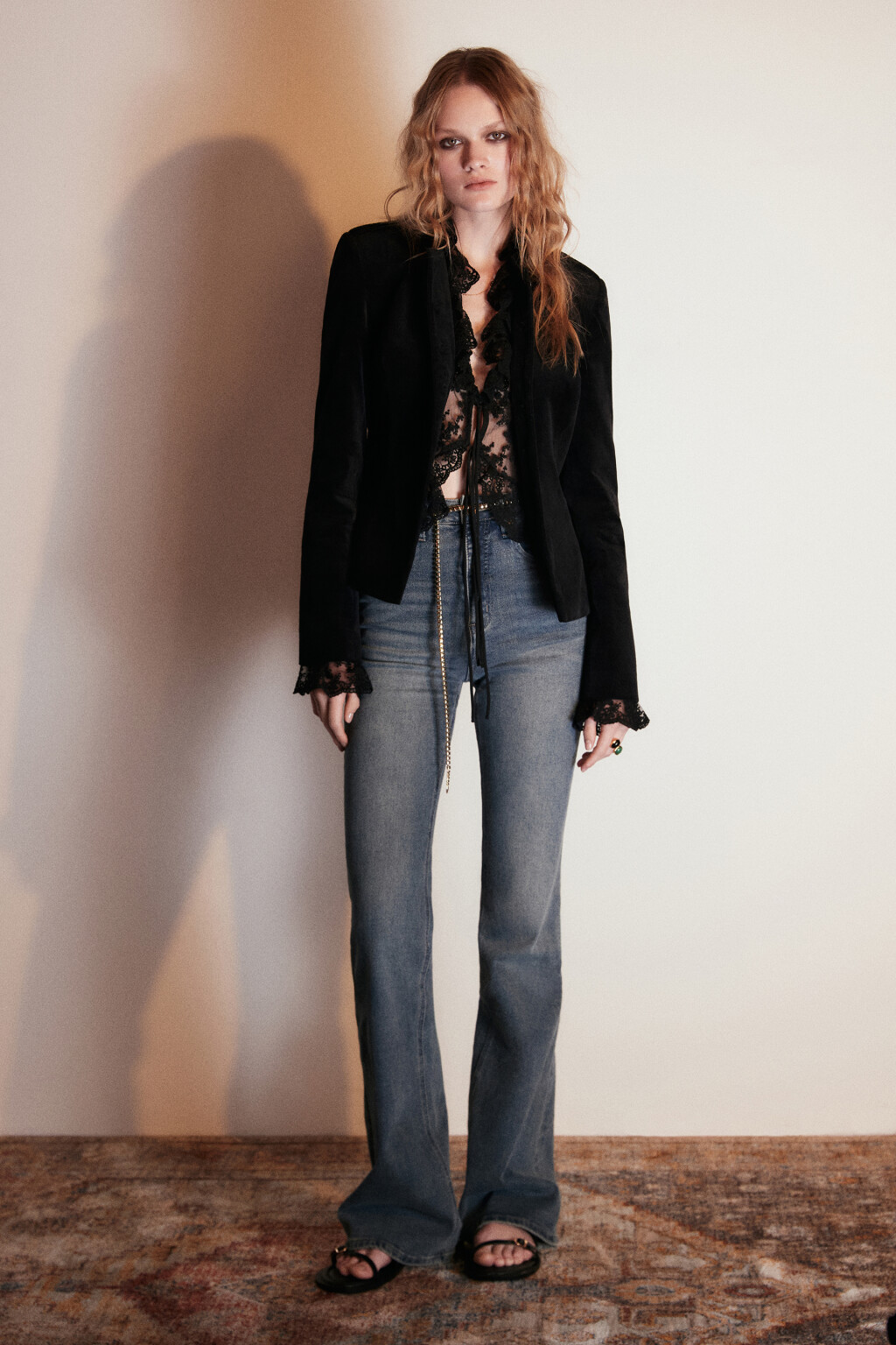 Джинсы клеш с высокой посадкой - цвет темный тинт - 5