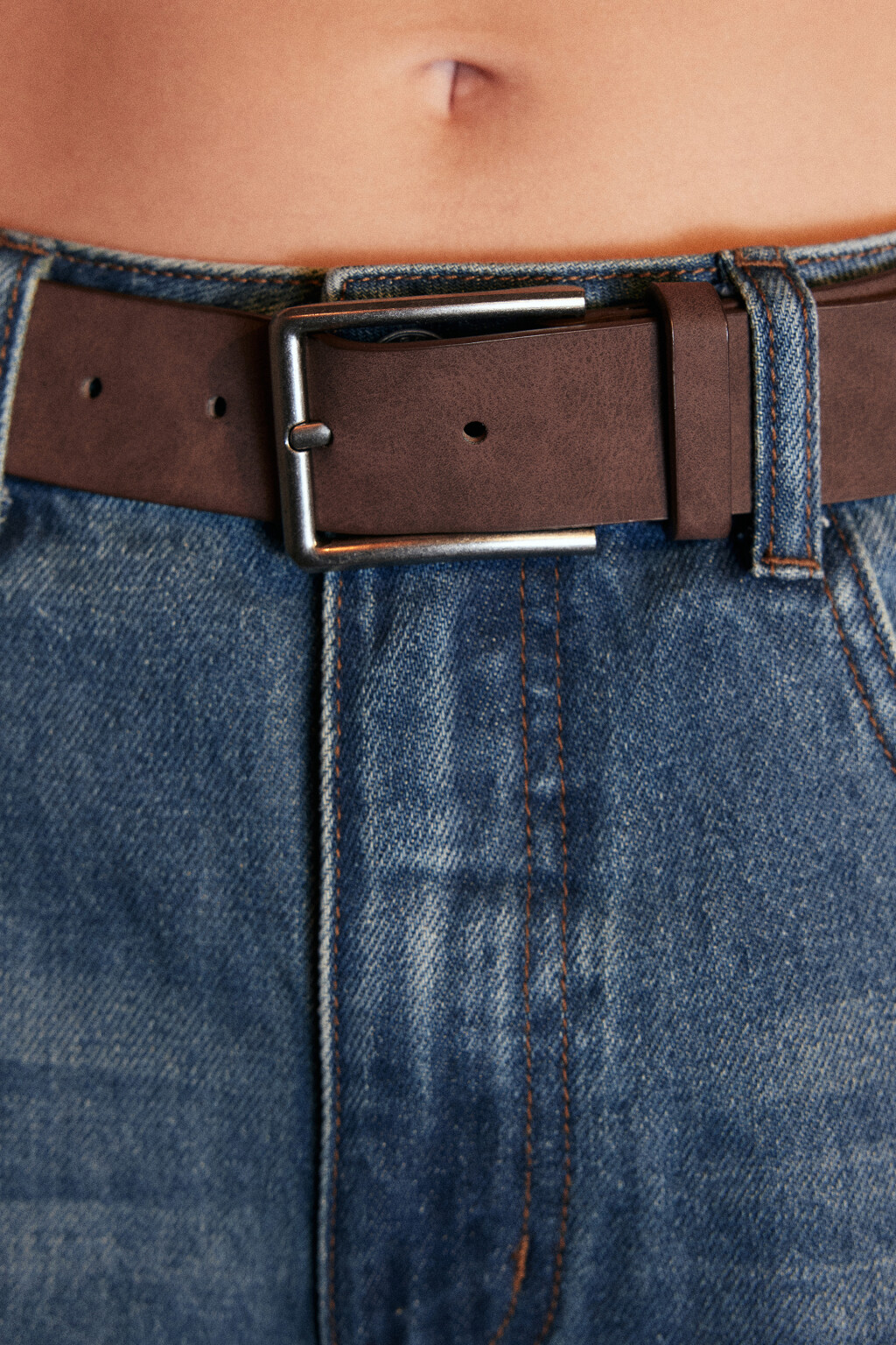 Джинсы кроп широкие с ремнем - цвет голубой - 5