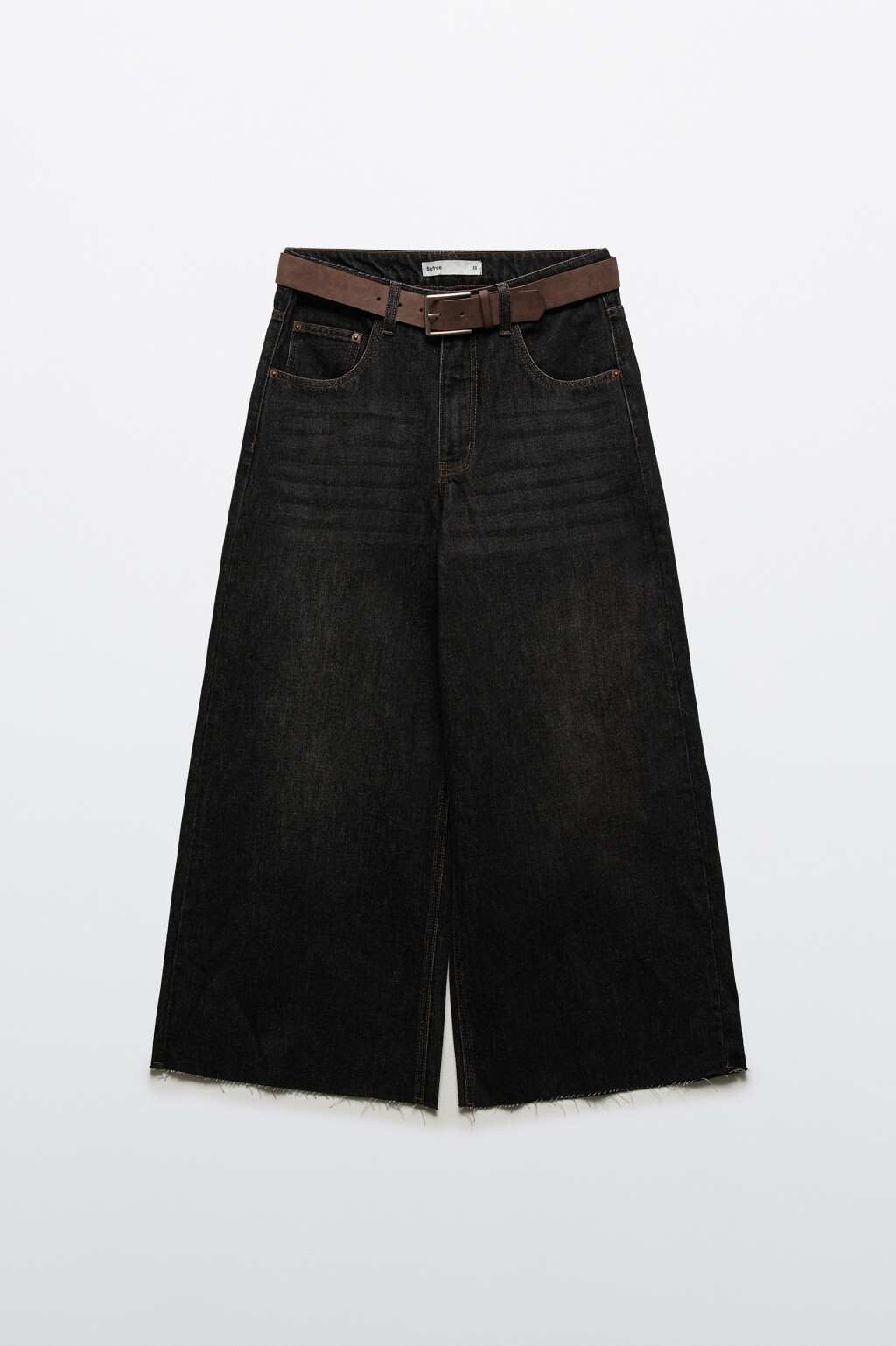 Джинсы кроп широкие с ремнем - цвет серый - 7