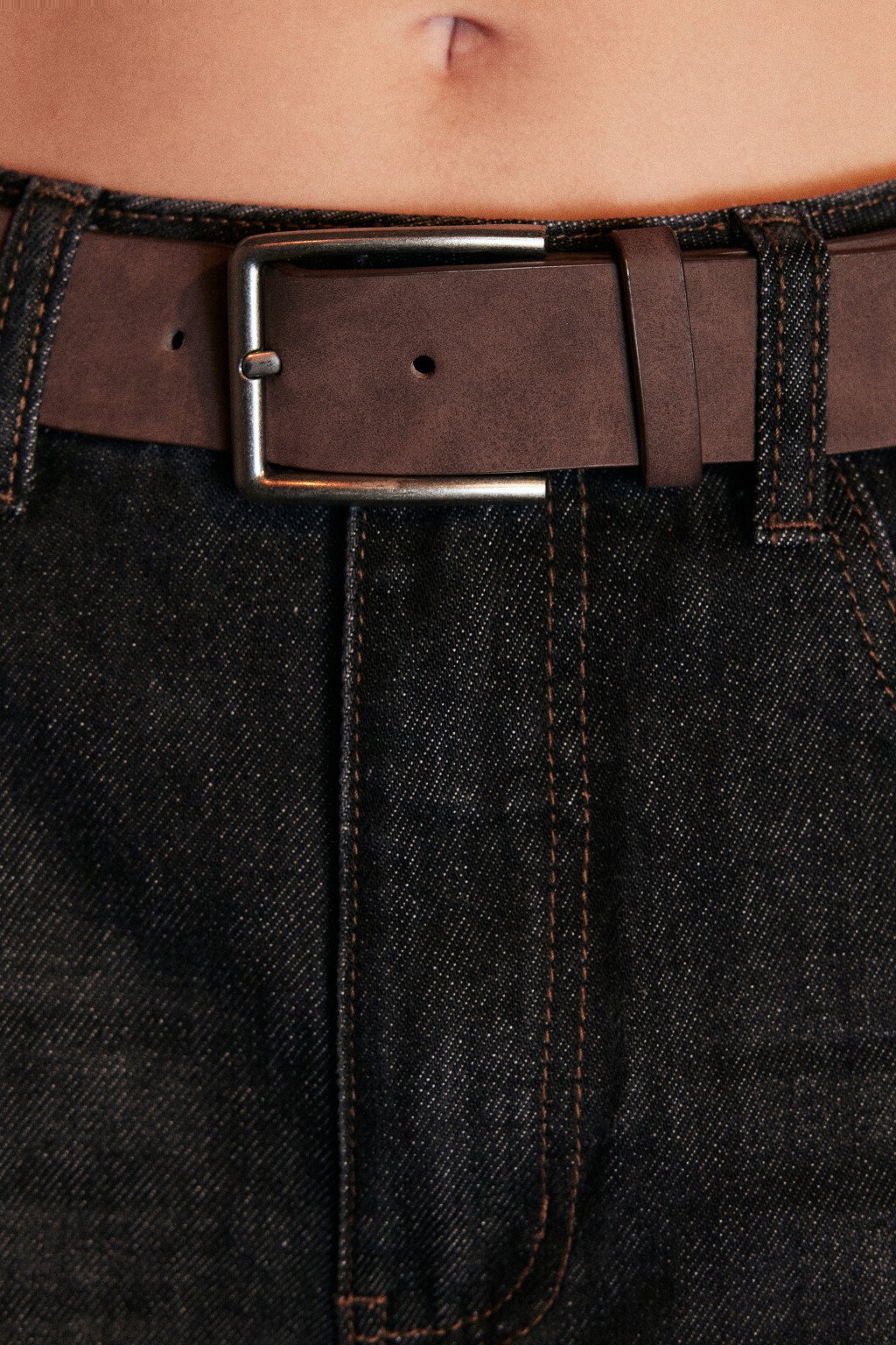 Джинсы кроп широкие с ремнем - цвет серый - 5