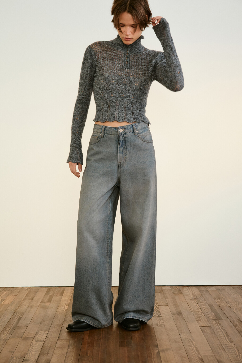 Джинсы baggy fit с низкой посадкой - цвет синий - 1