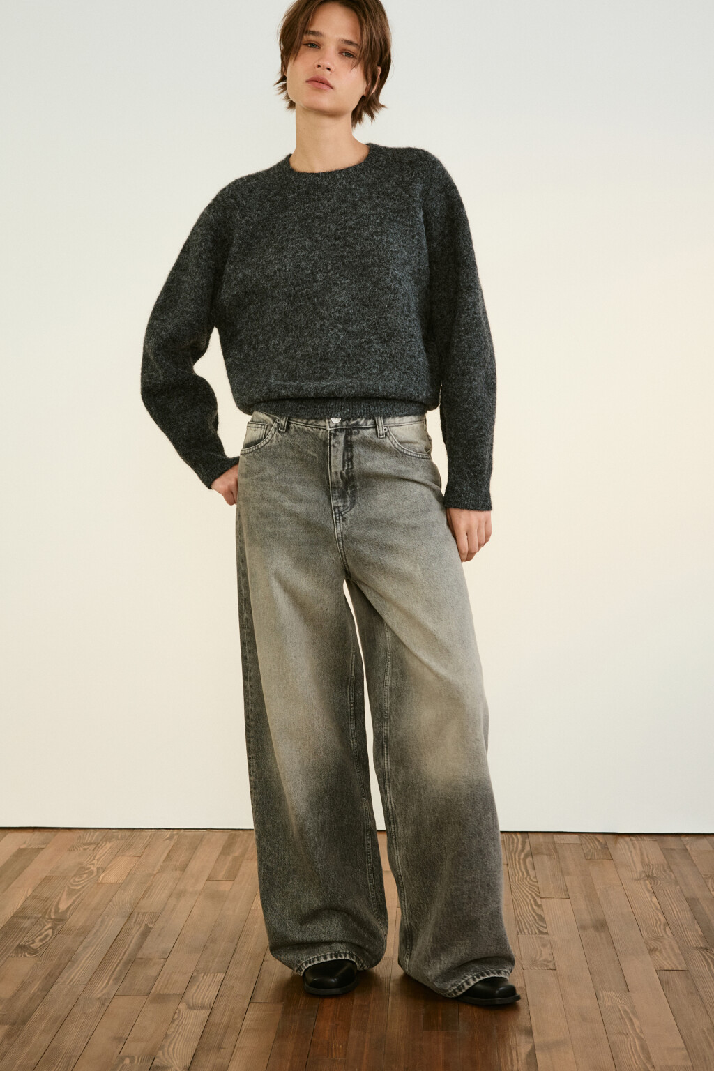 Джинсы baggy fit с низкой посадкой - цвет темный тинт - 1