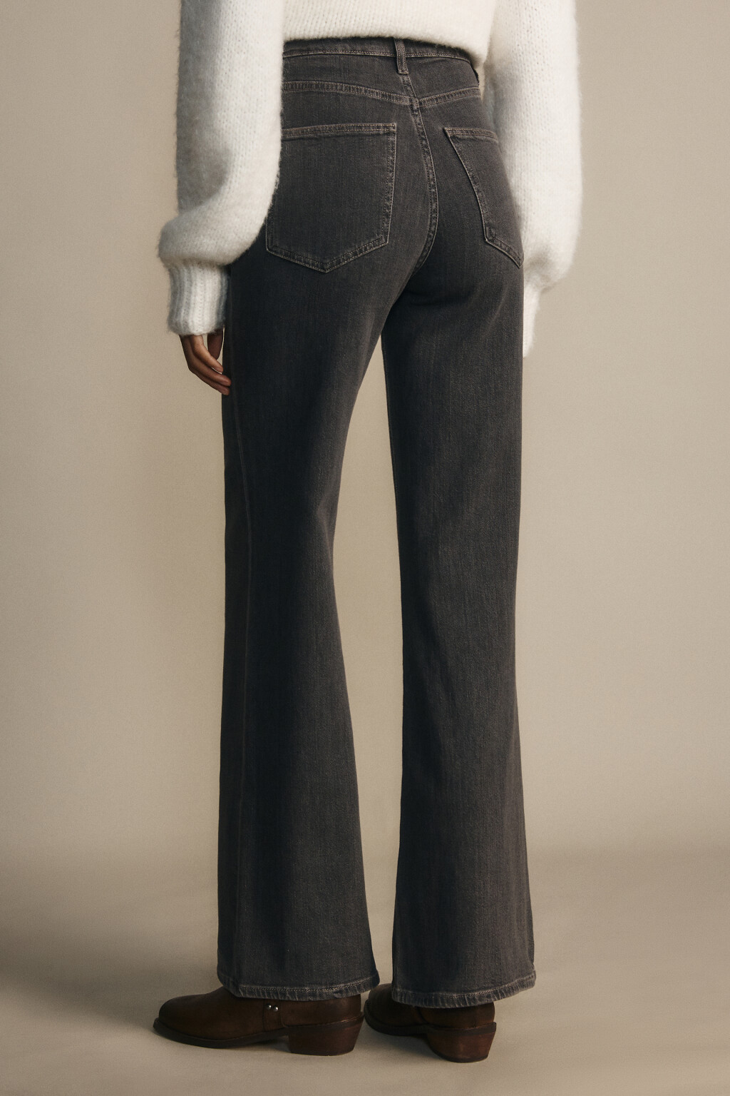 Джинсы клеш с высокой посадкой - цвет серый - 3