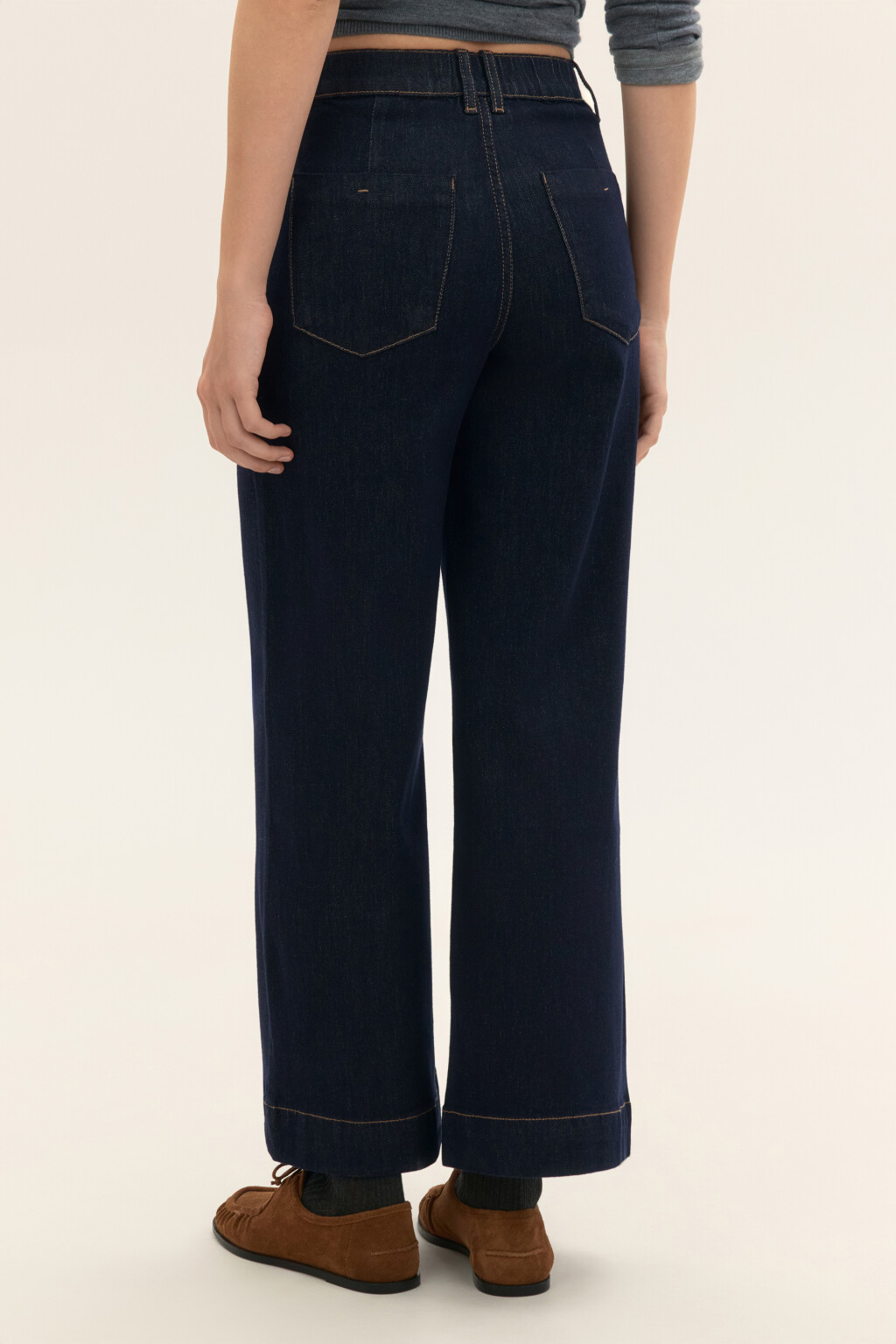 Джинсы широкие укороченные - цвет синий - 3