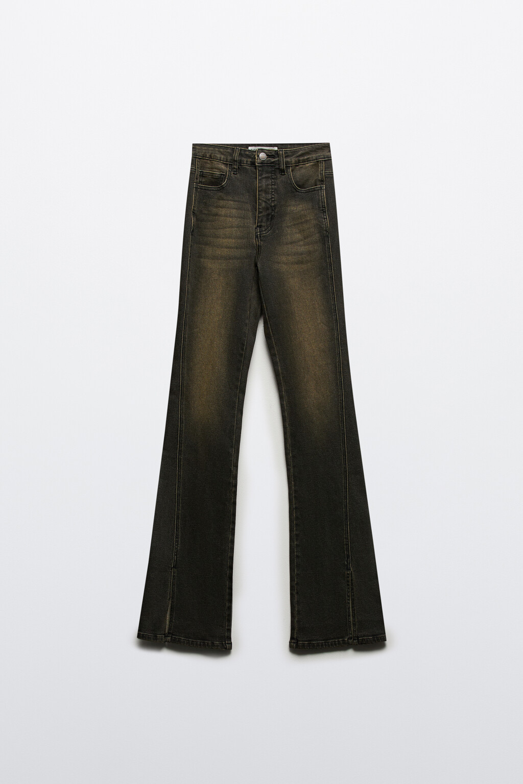 Джинсы клеш с декоративными разрезами - цвет темный тинт - 8