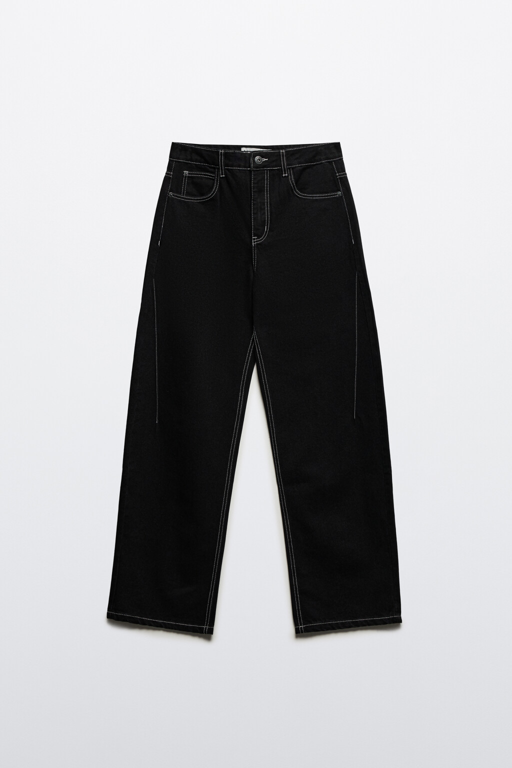 Джинсы barrel с контрастными швами - цвет черный - 7