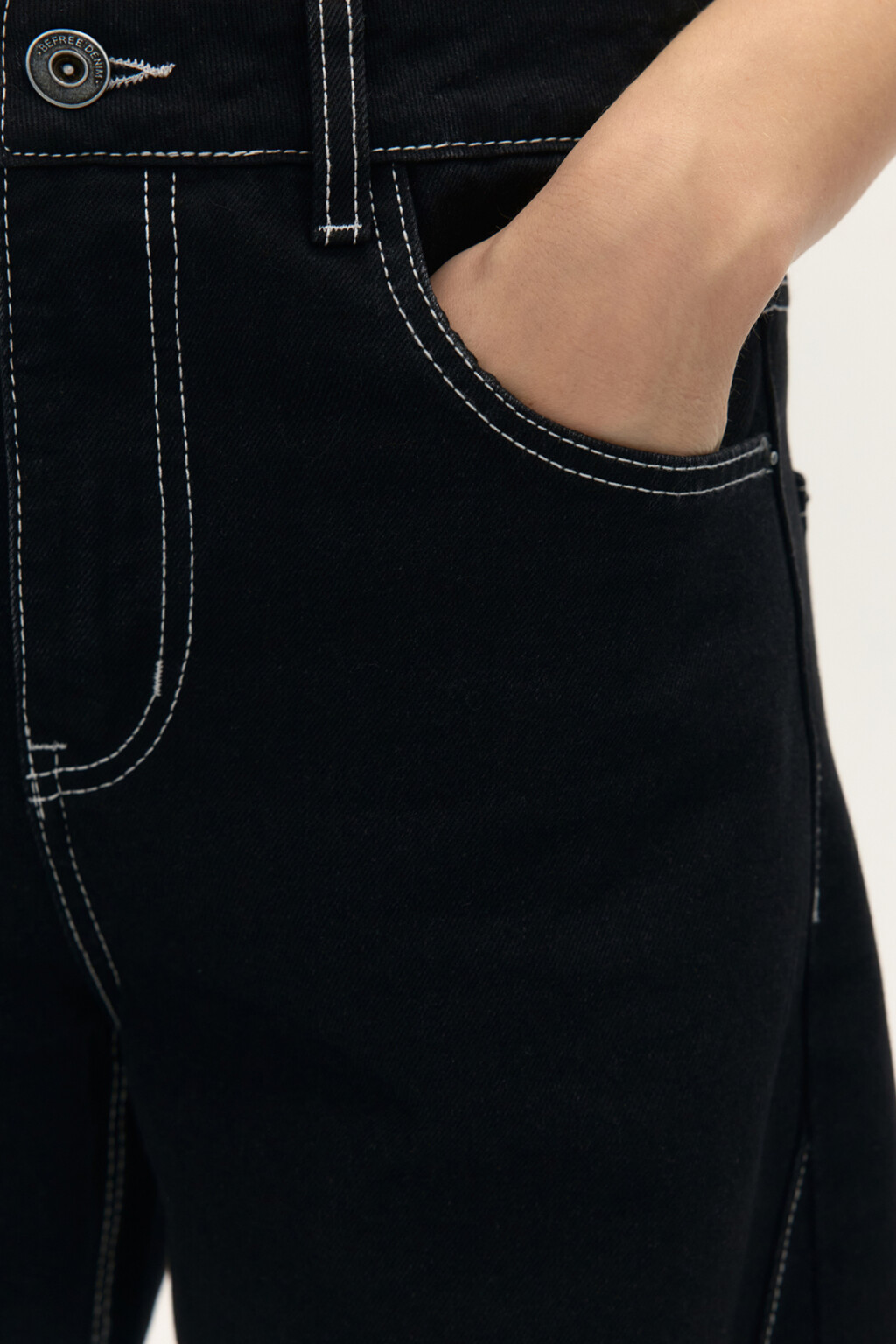 Джинсы barrel с контрастными швами - цвет черный - 6