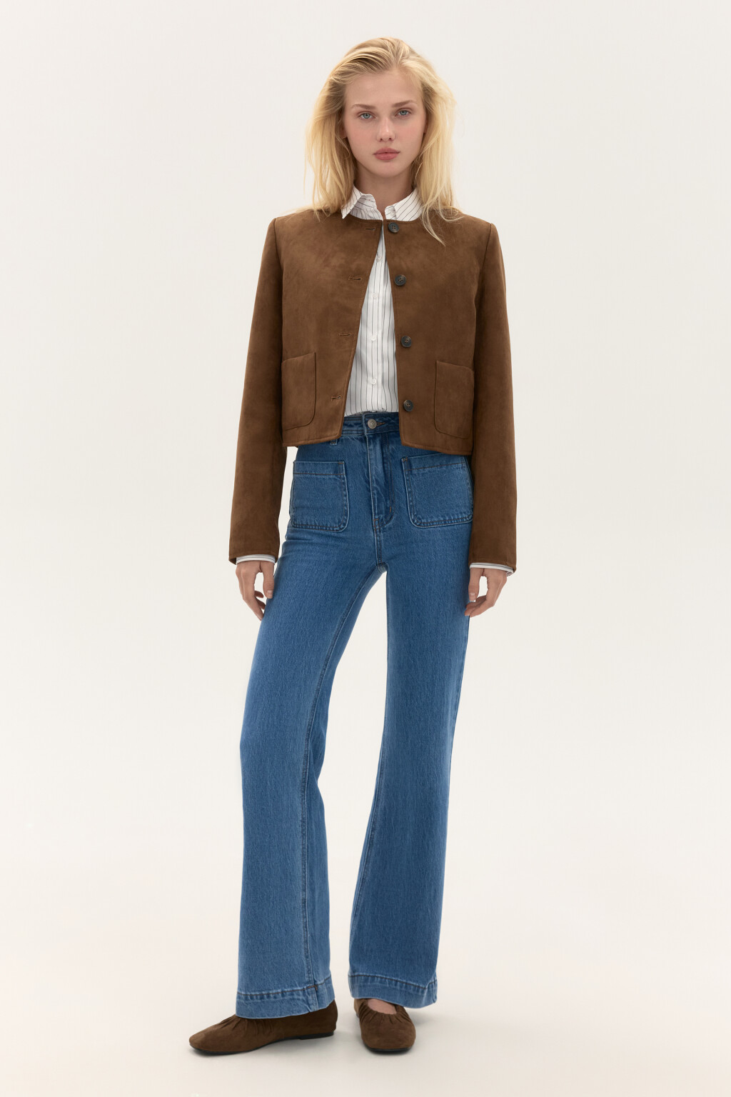 Джинсы клеш с высокой посадкой - цвет голубой - 4