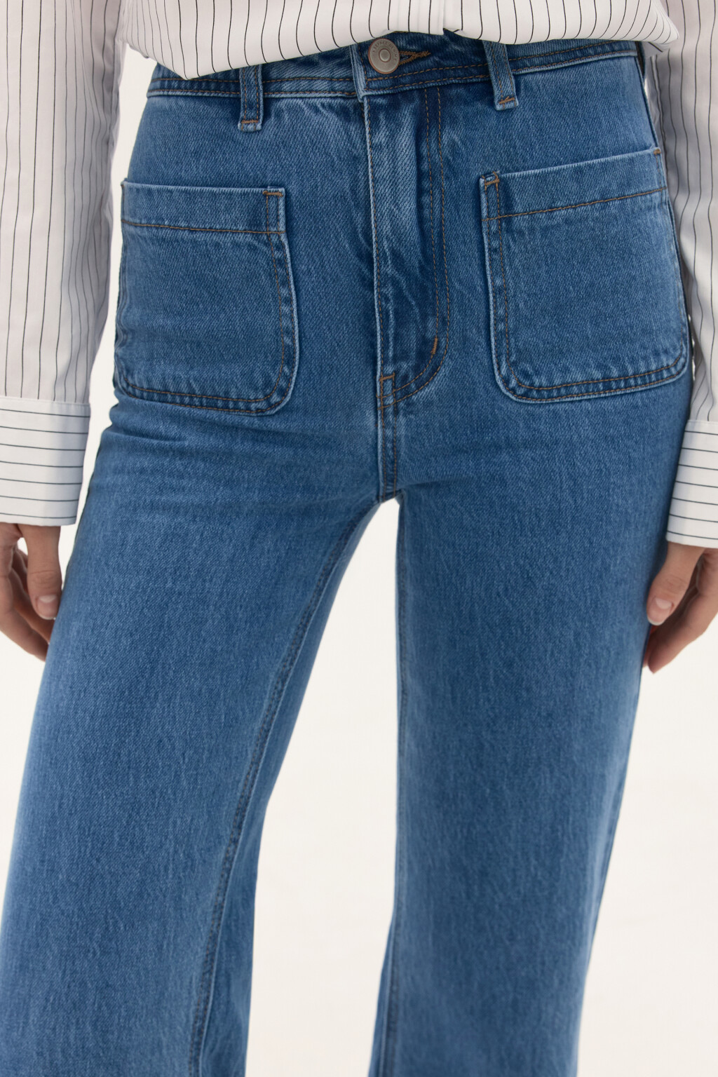 Джинсы клеш с высокой посадкой - цвет голубой - 5