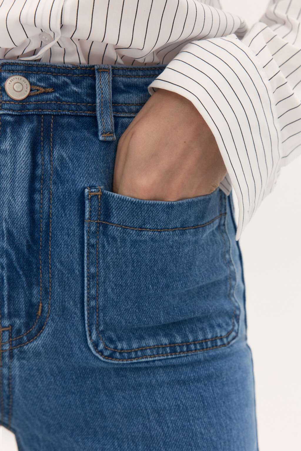 Джинсы клеш с высокой посадкой - цвет голубой - 6