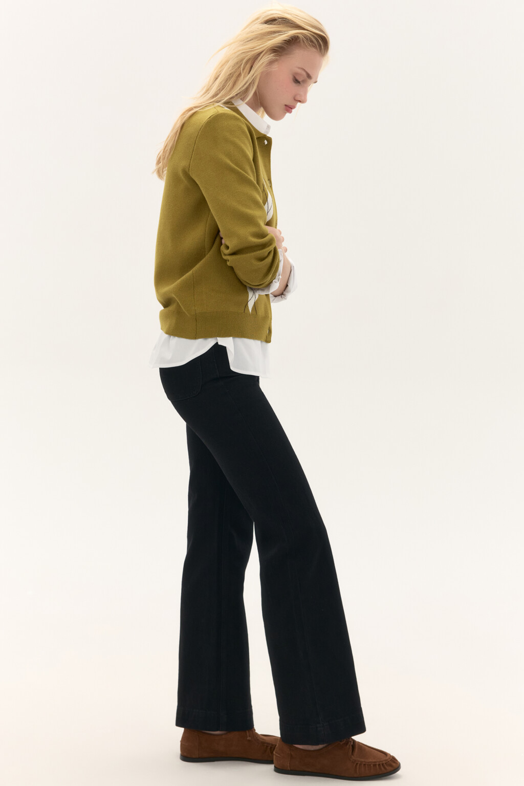 Джинсы клеш с высокой посадкой - цвет черный - 1