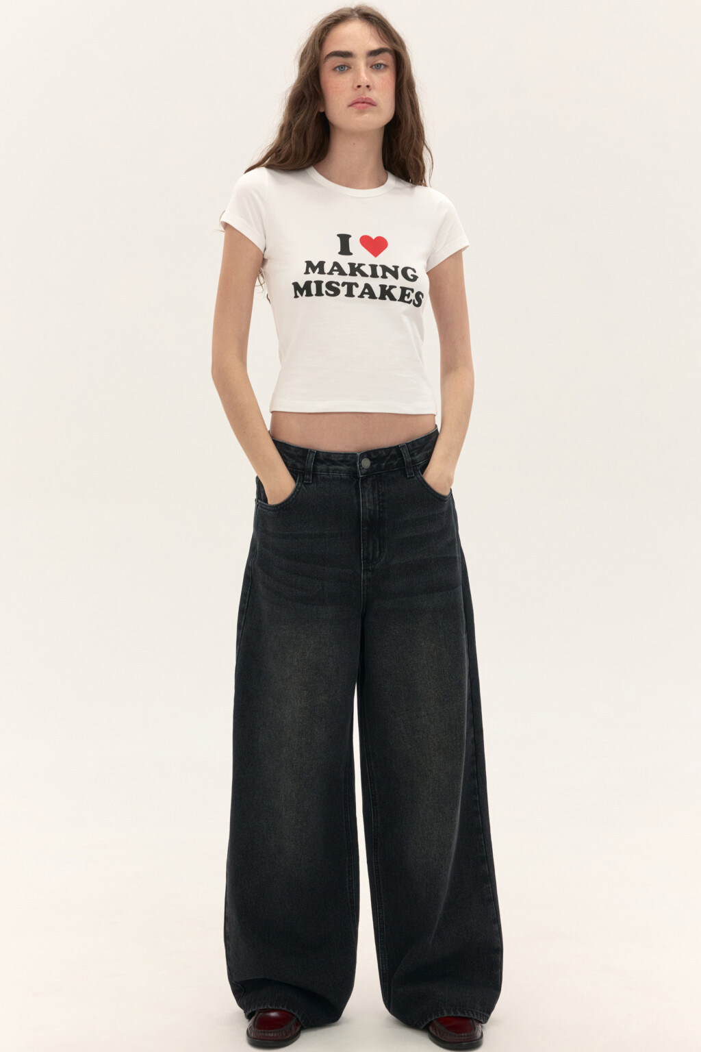 Джинсы baggy fit со средней посадкой - цвет серый - 1