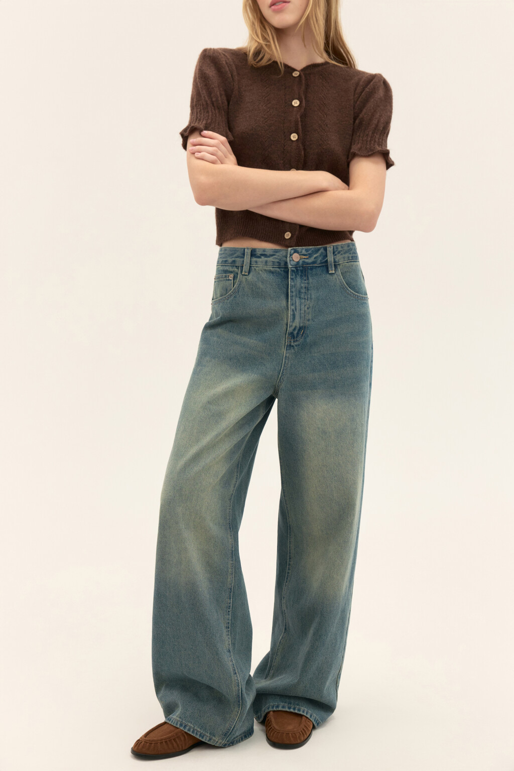 Джинсы baggy fit со средней посадкой - цвет синий - 1