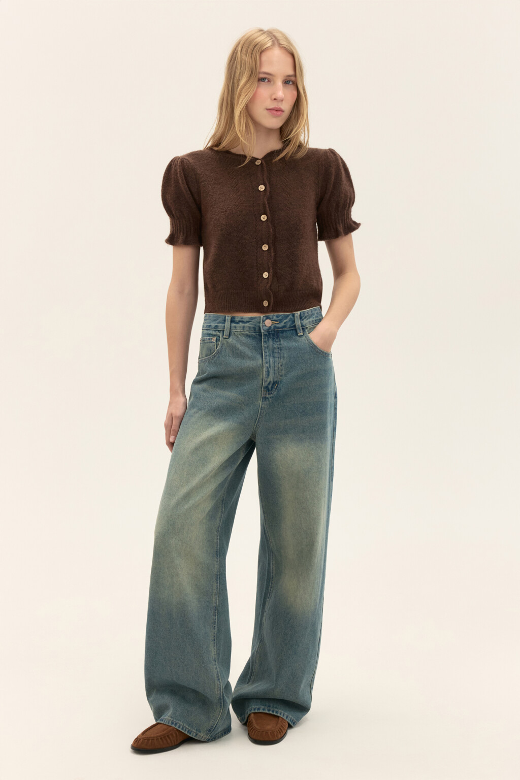 Джинсы baggy fit со средней посадкой - цвет синий - 4