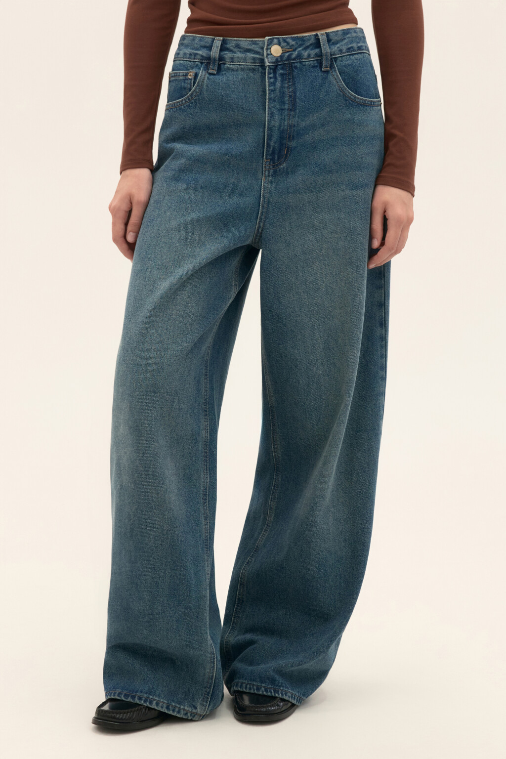 Джинсы baggy fit со средней посадкой - цвет темный тинт - 2