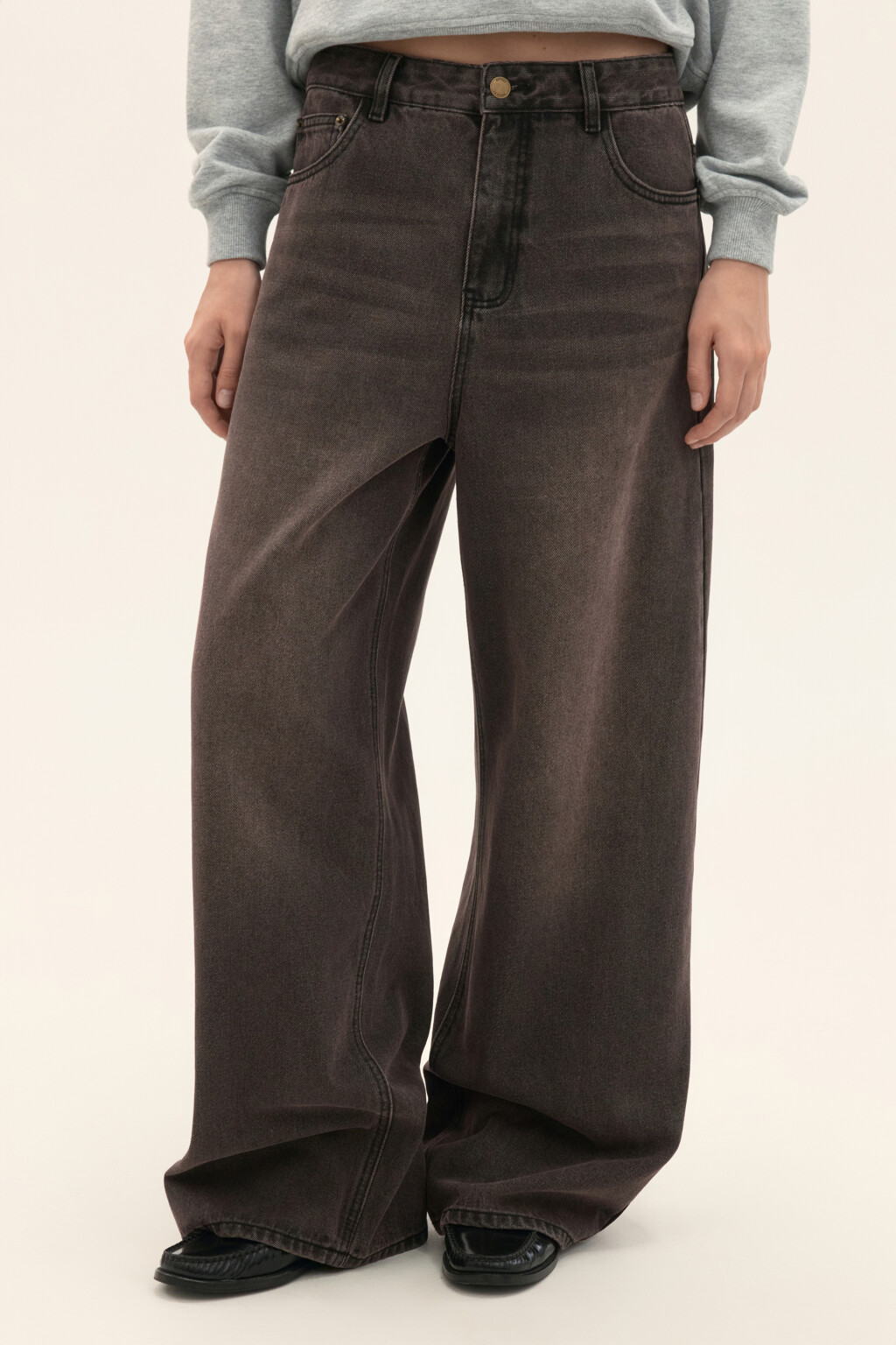 Джинсы baggy fit со средней посадкой - цвет коричневый - 2