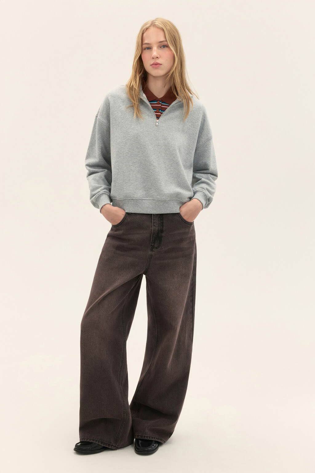 Джинсы baggy fit со средней посадкой - цвет коричневый - 4